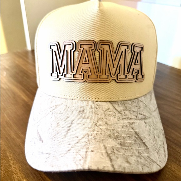 Cream and Gray 'MAMA' Cap CC boutique custom - Picture 2 of 5